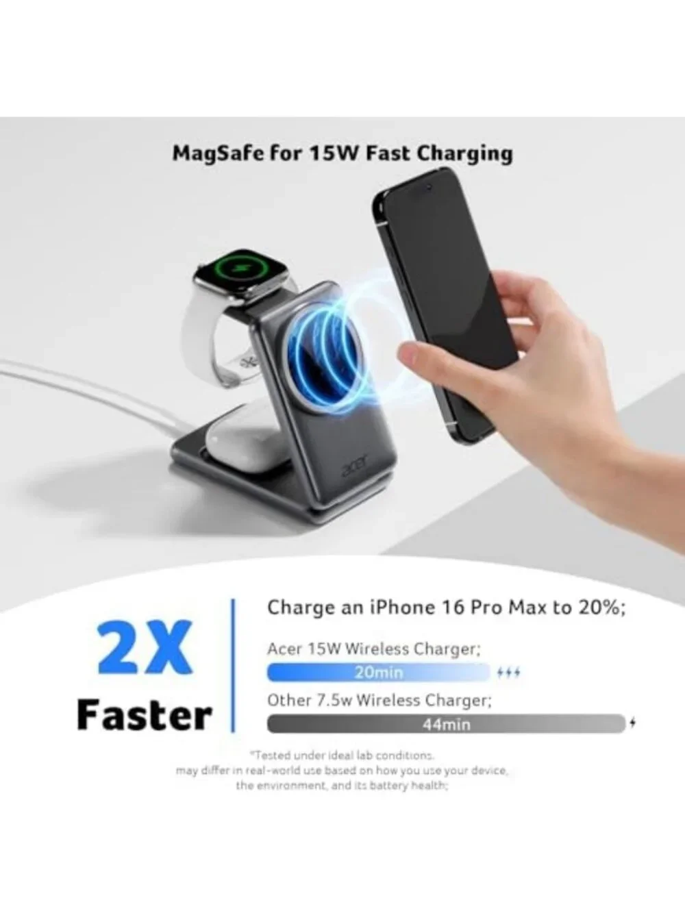 3-in-1 Magnetic Charging Station for iPhone, Apple Watch & AirPods - Foldable